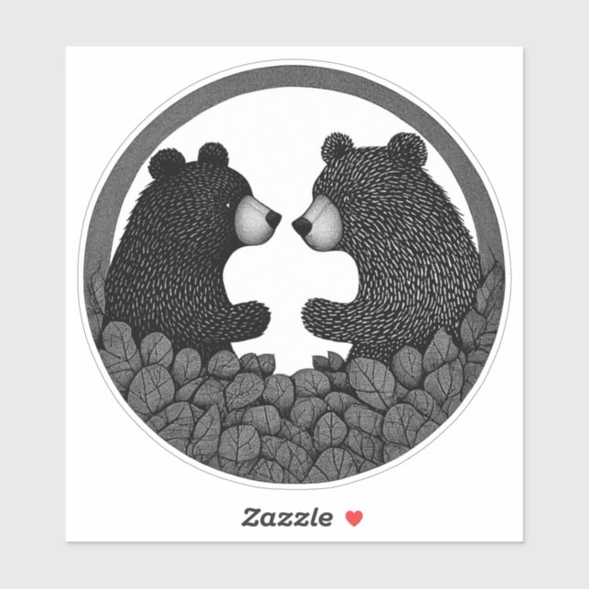 Sticker Ours noirs et blancs (Feuille)