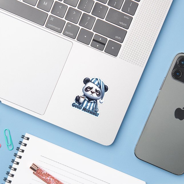 Sticker Ours Panda, Sticker Panda (Ordinateur portable avec iPhone)