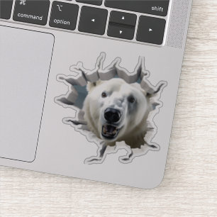 Sticker Ours polaire 3D – Art de rupture de mur réaliste S
