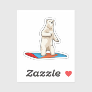 Sticker Ours polaire en Snowboardeur avec Snowboard