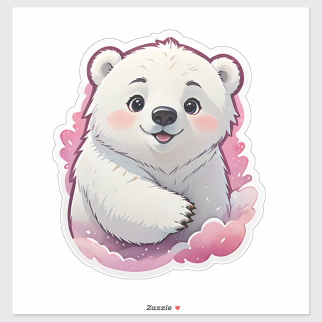 Sticker Ours Polaire Fluffé Cute (Feuille)