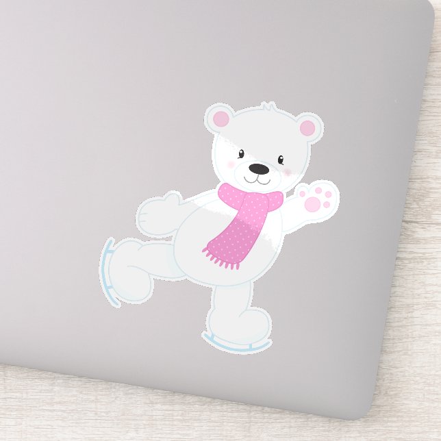 Sticker Ours Polaire, Ours Blanc, Ours De Patinage Sur Gla (Détail)
