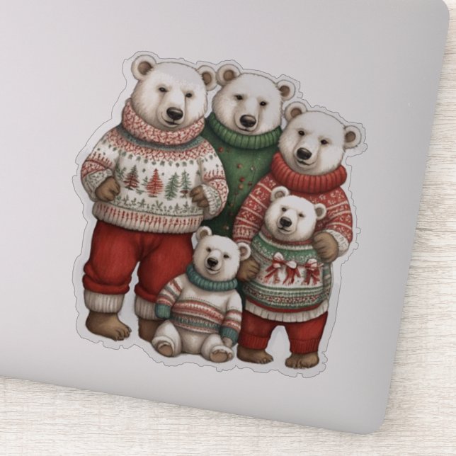 Sticker Ours polaires en chandails (Détail)