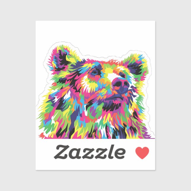Sticker Ours Spirit Animal Pop Art (Feuille)