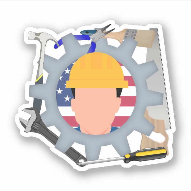 Sticker Ouvrier de la fête du Travail (Devant)