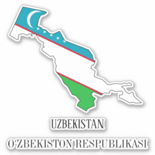 Sticker Ouzbékistan Drapeau Charme Carte Patriotique