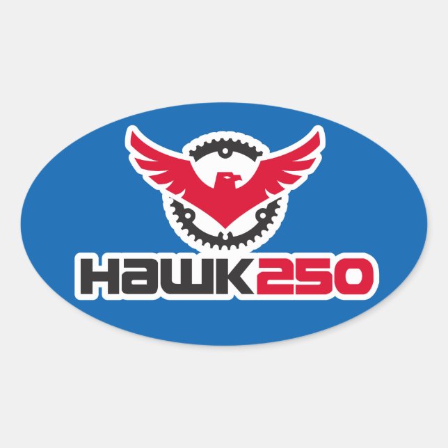 Sticker Oval Arrière - plan Bleu Hawk 250 (Devant)