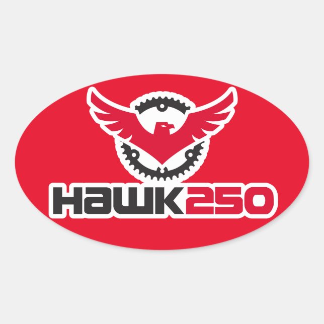 Sticker Oval Arrière - plan rouge Hawk 250 (Devant)