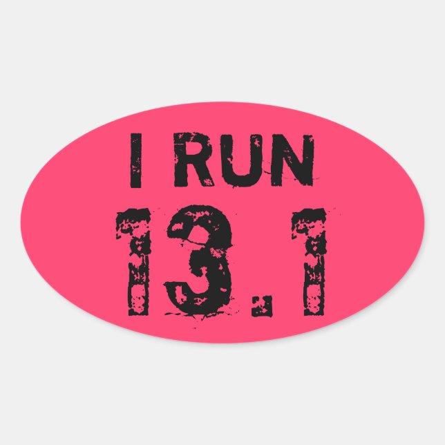 Sticker Oval Pink I Run 13.1 (Devant)