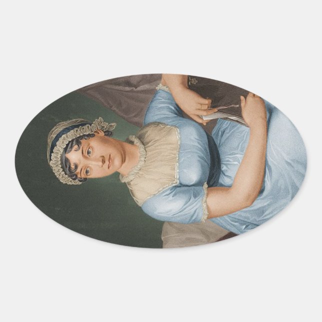 Sticker Oval Portrait de Jane Austen (Devant)