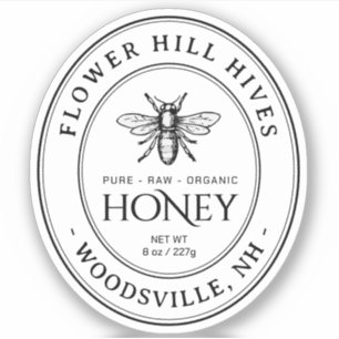 Sticker Oval Queenline Honey Texte noir clair ou blanc