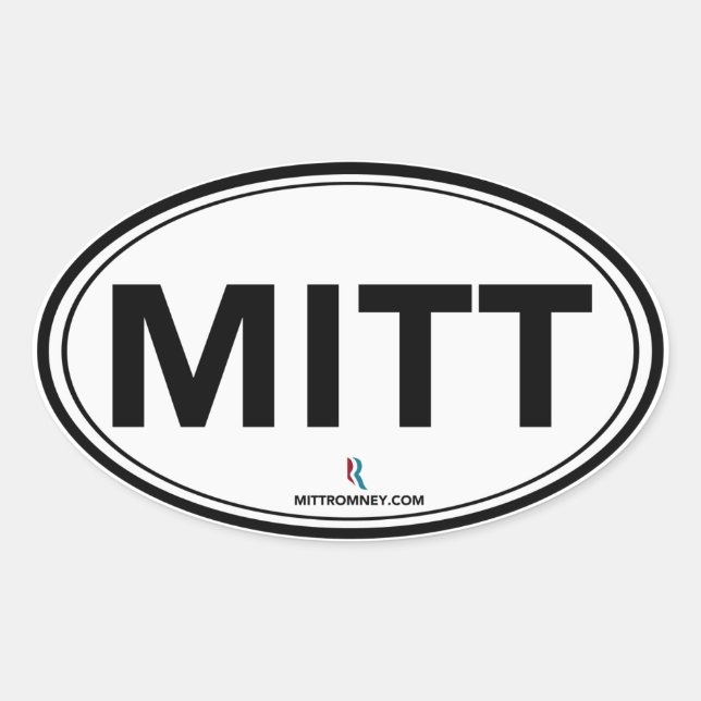 Sticker Oval Romney Ryan Mitt (Blanc / Noir) (Devant)