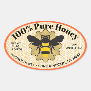 Sticker Ovale 100% Pure Jar de Miel