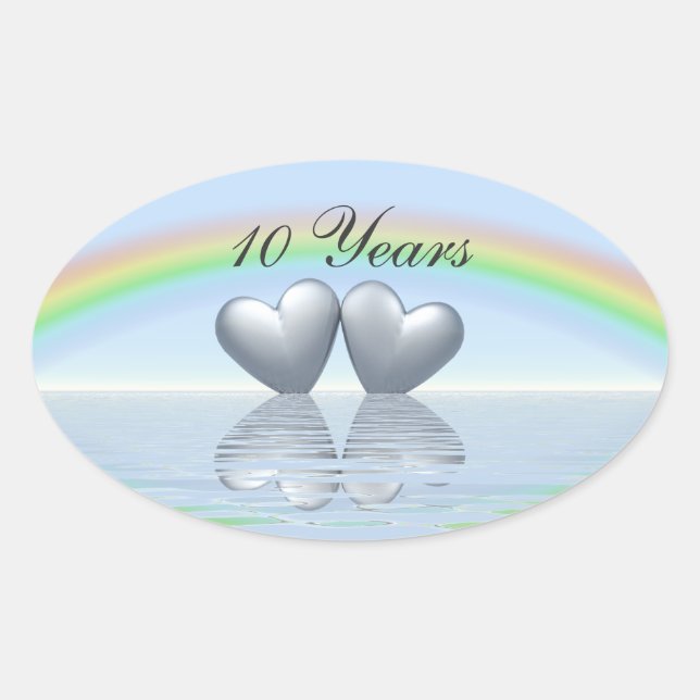 Sticker Ovale 10e anniversaire Tin Hearts (Devant)