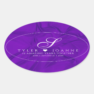 Sticker Ovale 12ème anniversaire de la Mariage de soie