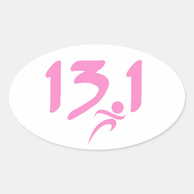 Sticker Ovale 13,1 demi-marathon rose (Devant)
