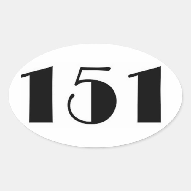 Sticker Ovale 151 Numéro au milieu du siècle moderne (Devant)