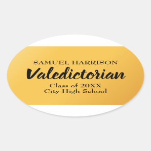 Sticker Ovale 2018, Valedictorian Personnalisé Gold Graduation