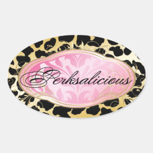 Sticker Ovale 311 Boutique Bodacieuse Spots Leopard Or