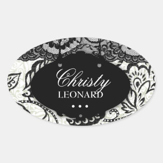 Sticker Ovale 311-Chic & Lacy | Blanc noir