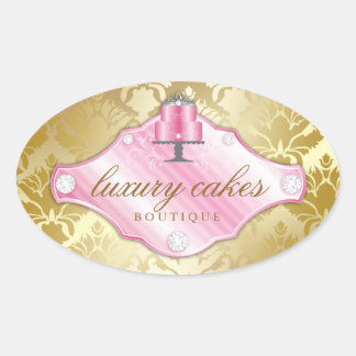 Sticker Ovale 311 Gâteaux de luxe Golden Damask Shimmer