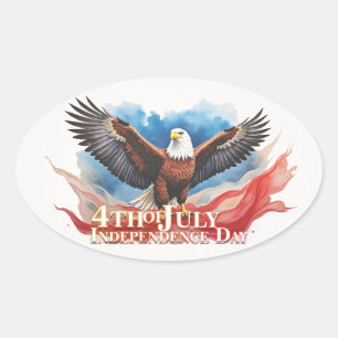 Sticker Ovale 4 juillet Aigle – Conception d'art patriotique