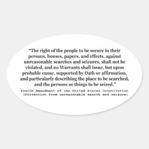 Sticker Ovale 4e amendement de la Constitution des États-Unis
