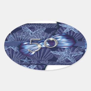 Sticker Ovale 50e anniversaire fête de plage célébration
