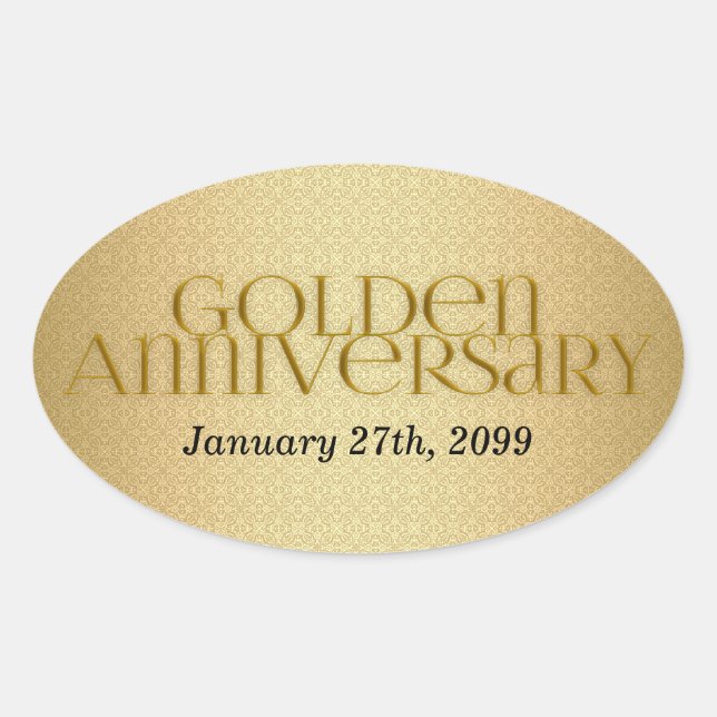 Sticker Ovale 50e Anniversaire Mariage d'or (Devant)