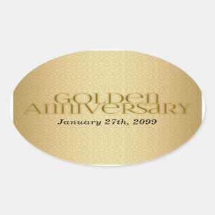 Sticker Ovale 50e Anniversaire Mariage d'or