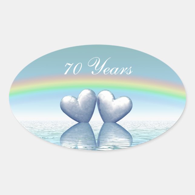 Sticker Ovale 70e anniversaire Platinum Hearts (Devant)