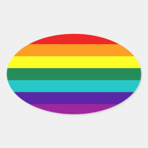 Sticker Ovale 7 bandes Stick Gay pride arc-en-ciel