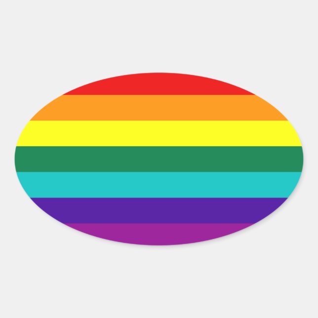 Sticker Ovale 7 bandes Stick Gay pride arc-en-ciel (Devant)