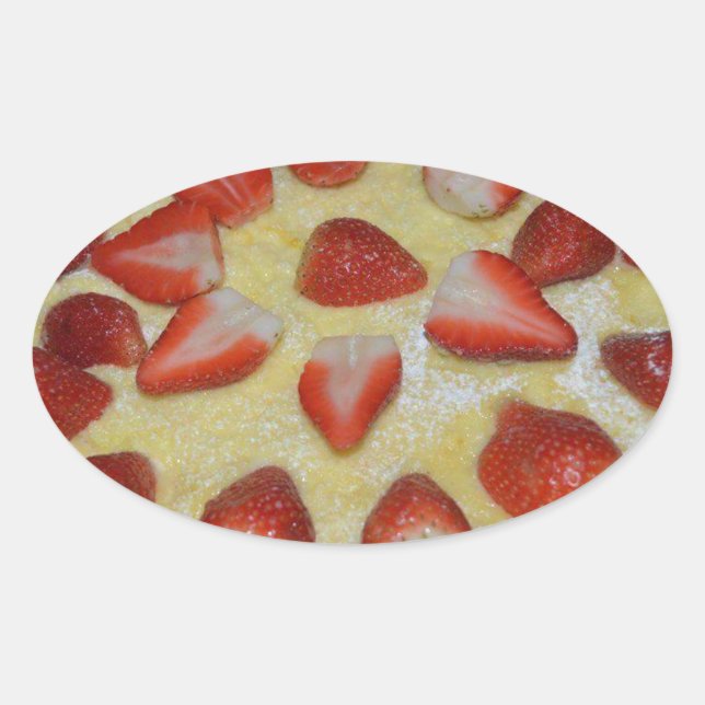 Sticker Ovale A strawberry cake (Devant)
