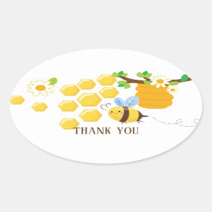 Sticker Ovale abeille, abeille à miel, peigne à miel, Bumble b