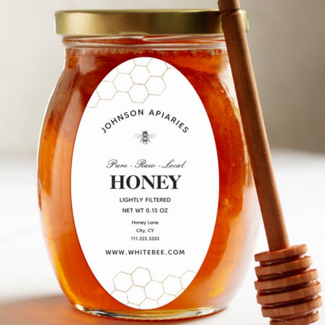 Sticker Ovale Abeille de miel rétro | Miel biologique (Créateur téléchargé)