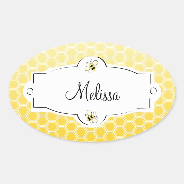 Sticker Ovale Abeille douce (Devant)