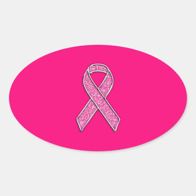 Sticker Ovale Accent Chrome Parties scintillant Style rose Ruban (Devant)