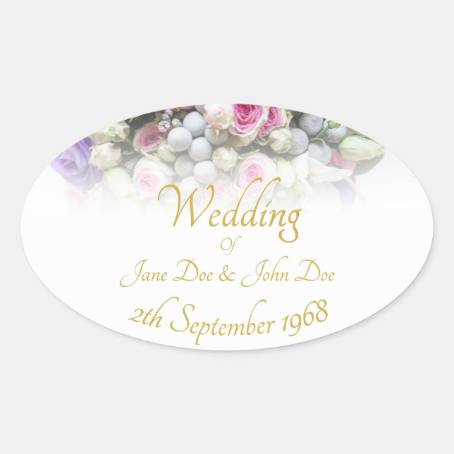 Sticker Ovale Accessoires de mariage - Mariée avec un mariage co (Devant)