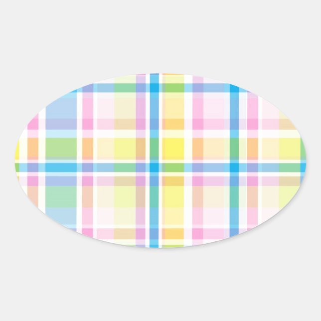 Sticker Ovale Accessoires motifs écossais rose jaune (Devant)