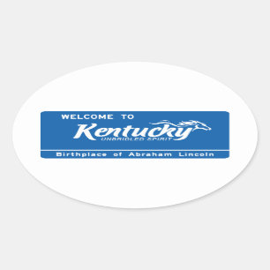 Sticker Ovale Accueil panneau routier vers Kentucky - Etats-Unis