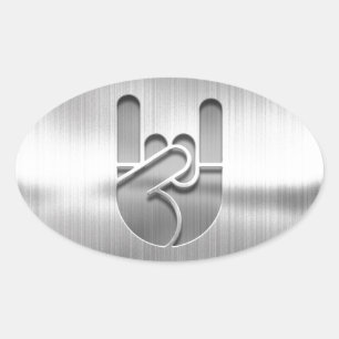 Sticker Ovale Acier à main de roche