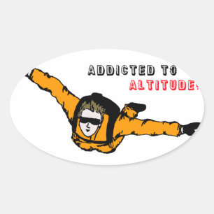 Sticker Ovale Addicité à Altitude Skydiver