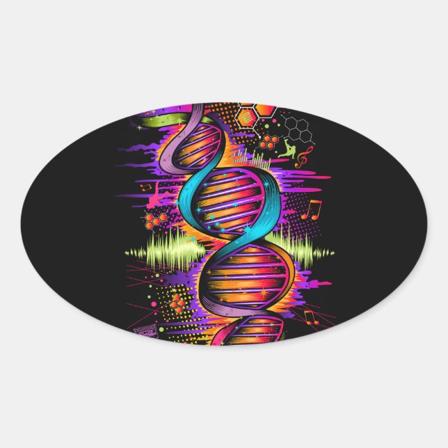 Sticker Ovale ADN de musique (Devant)
