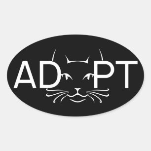 Sticker Ovale Adopter le blanc de chat