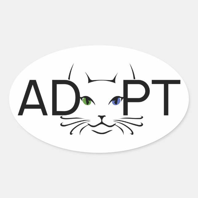 Sticker Ovale Adopter le chat (Devant)