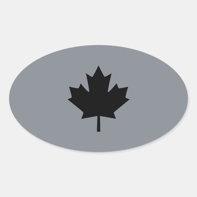 Sticker Ovale Affichage de Canadian Black Maple Leaf (Devant)