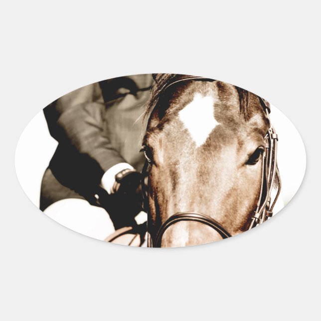 Sticker Ovale Afficher le cheval (Devant)