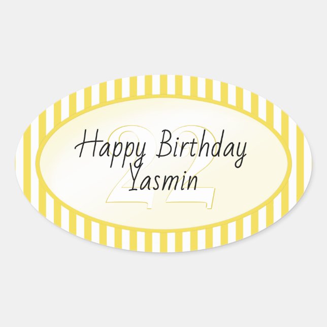 Sticker Ovale Âge subtil Jaune/Blanc Stripes Motif (Devant)
