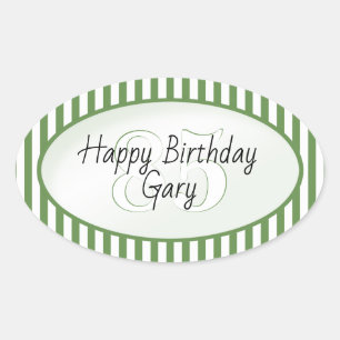 Sticker Ovale Âge subtil Vert/Blanc Stripes simples Motif